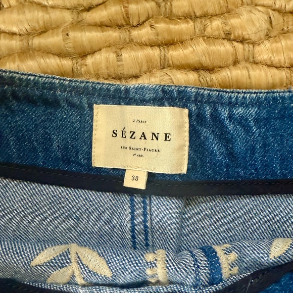 Sezane Eloane Skirt Light Blue Embroidery - Size 6 - Picture 6 of 7
